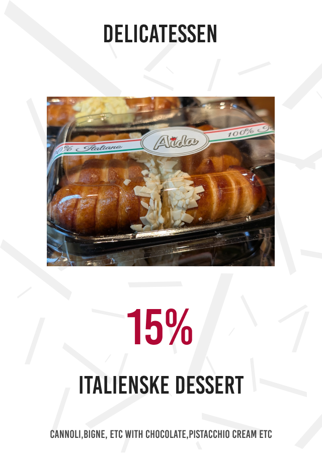 15& på italienske desserter
