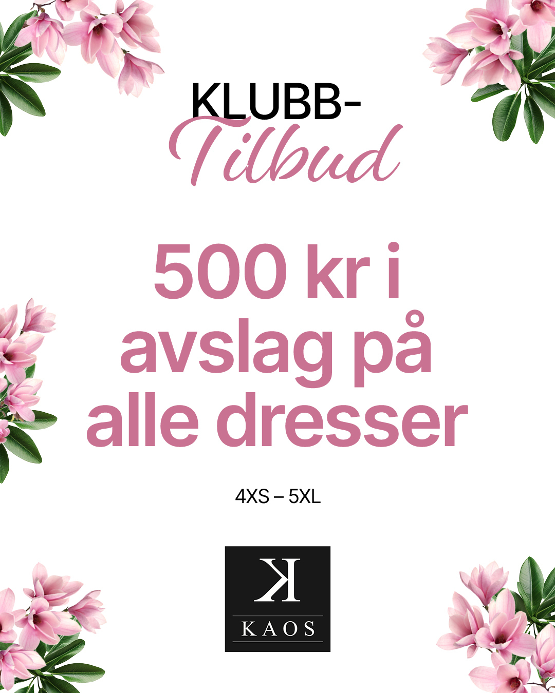 Kaos 500,- avslag dresser