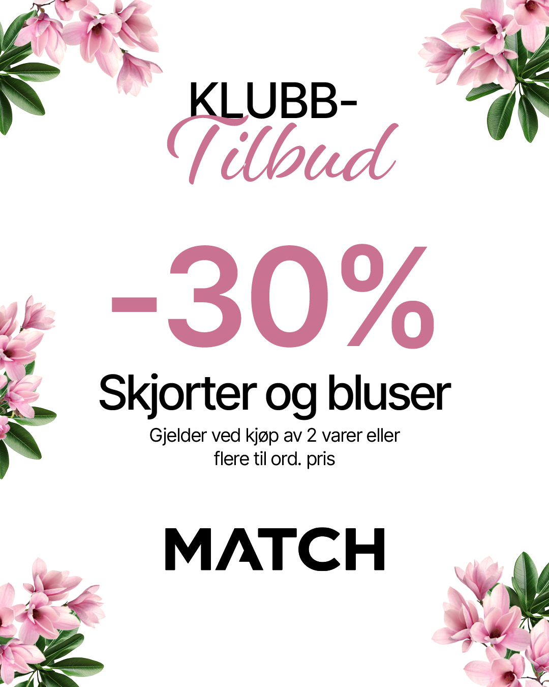 Match 30% skjorter/bluser