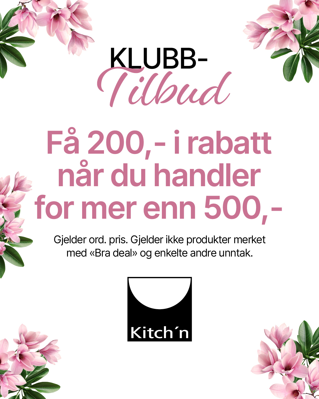 Kitch'n 200,- rabatt v/handel over 500,-