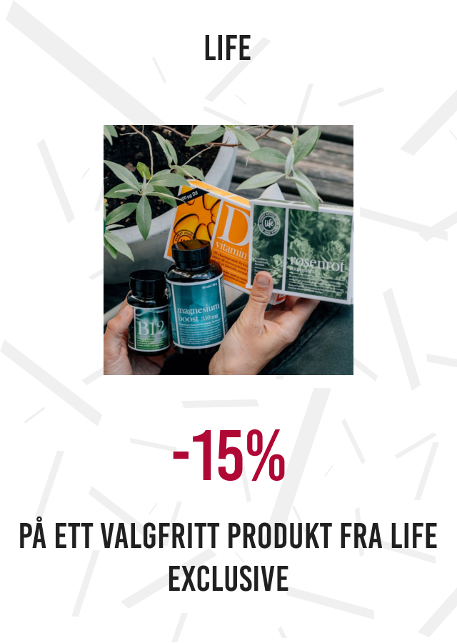15% på ett valgfritt produkt fra life excluive