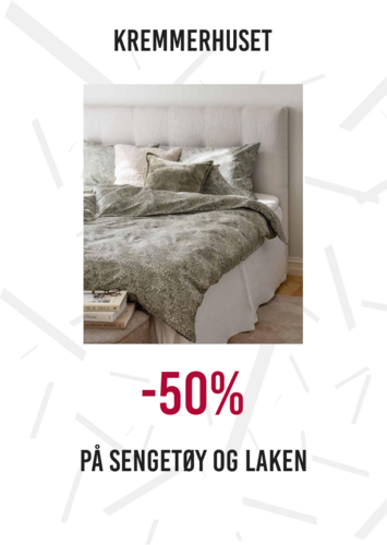 -50% på sengetøy og laken
