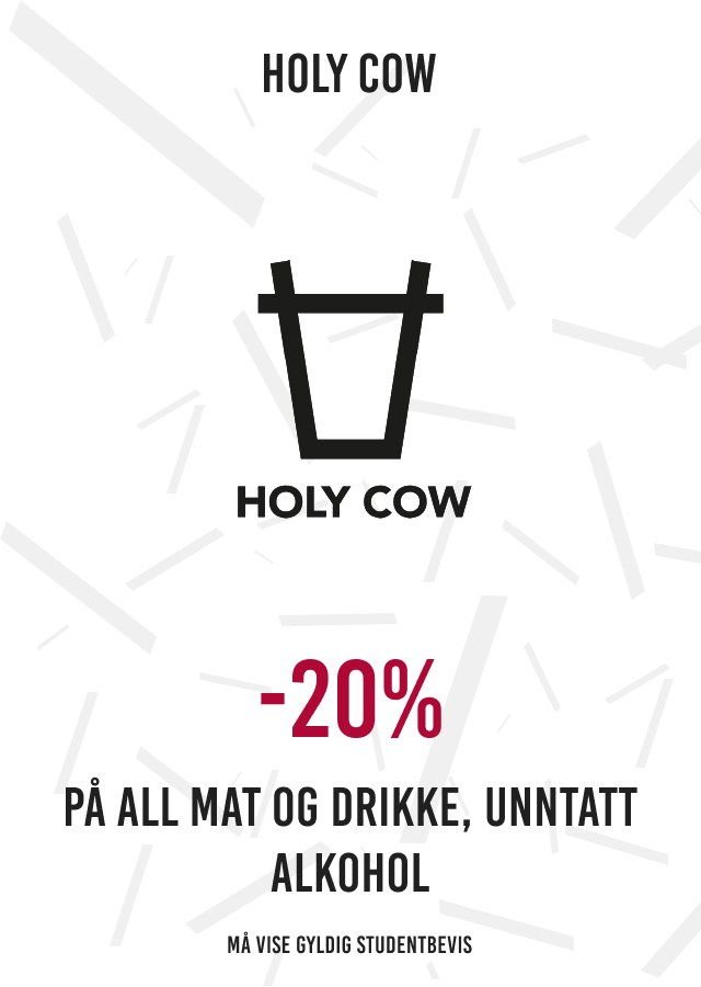 20% på all mat og drikke