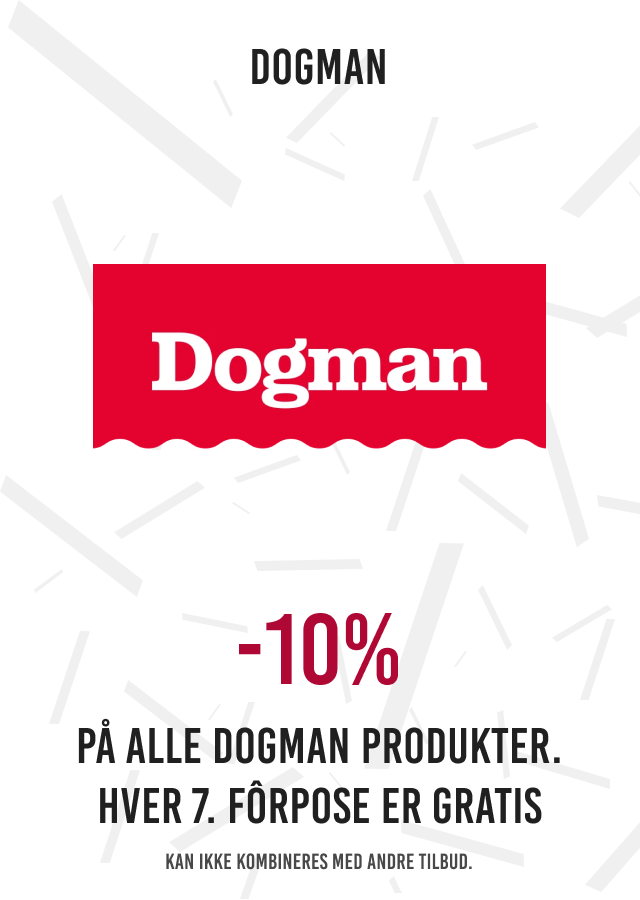 10% på alle Dogman produkter. Hver 7. Fôrpose er gratis